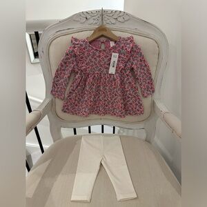 🐇 Baby 3~6 Mth Two Piece Ruffled Winter Berry Outfit NWT